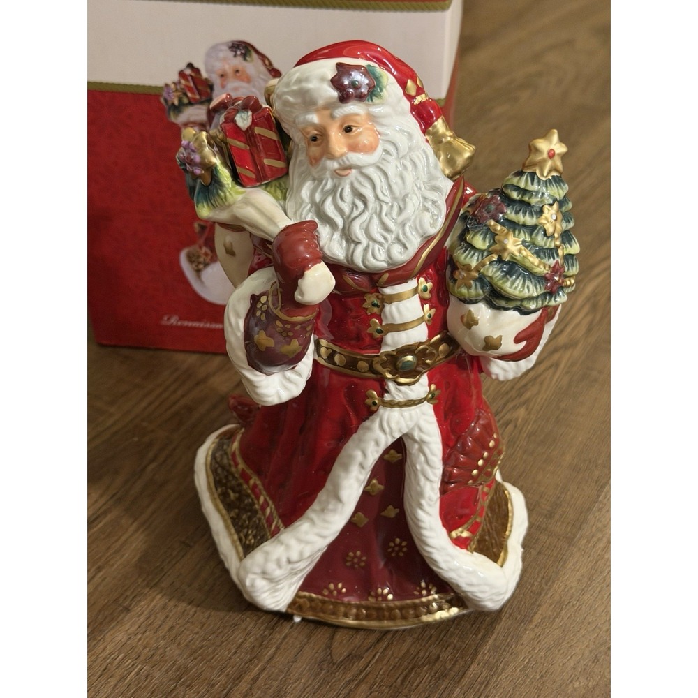 Fitz and Floyd Renaissance Holiday Santa Figurine Musical O Holy Night 9.5" NIB